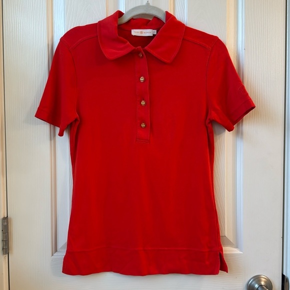 Tory Burch women’s Polo sleeve coral orange Cotton small - Picture 9 of 10